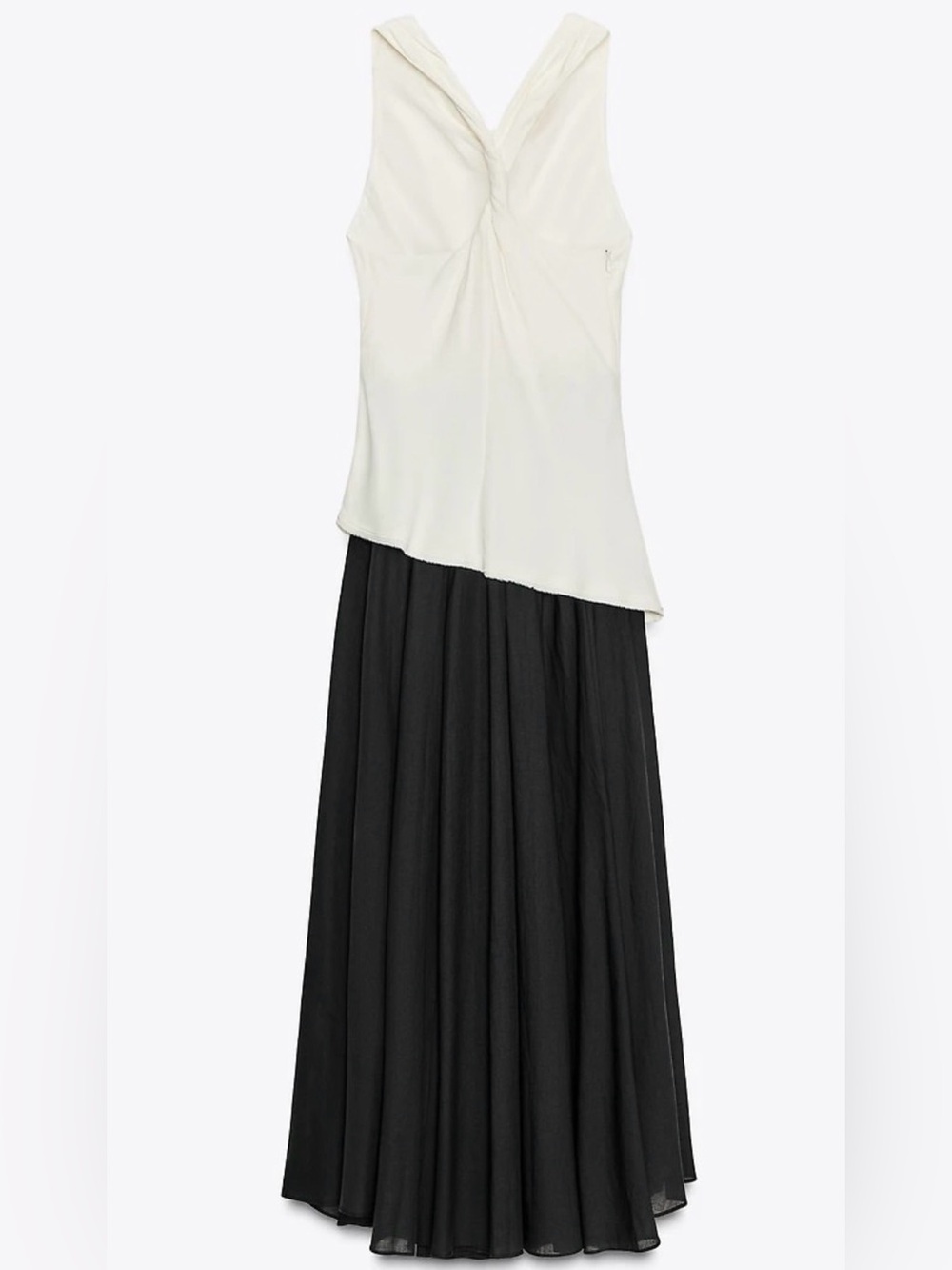 Zara NWT ZW Collection Flowy Drop Waist Combination Halter Knot Midi Maxi Dress - Picture 9 of 9